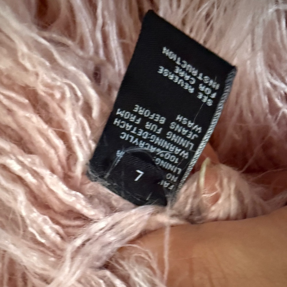 Black Jean Jacket with Pink Faux Fur Lining and Collar - Picture 3 of 7